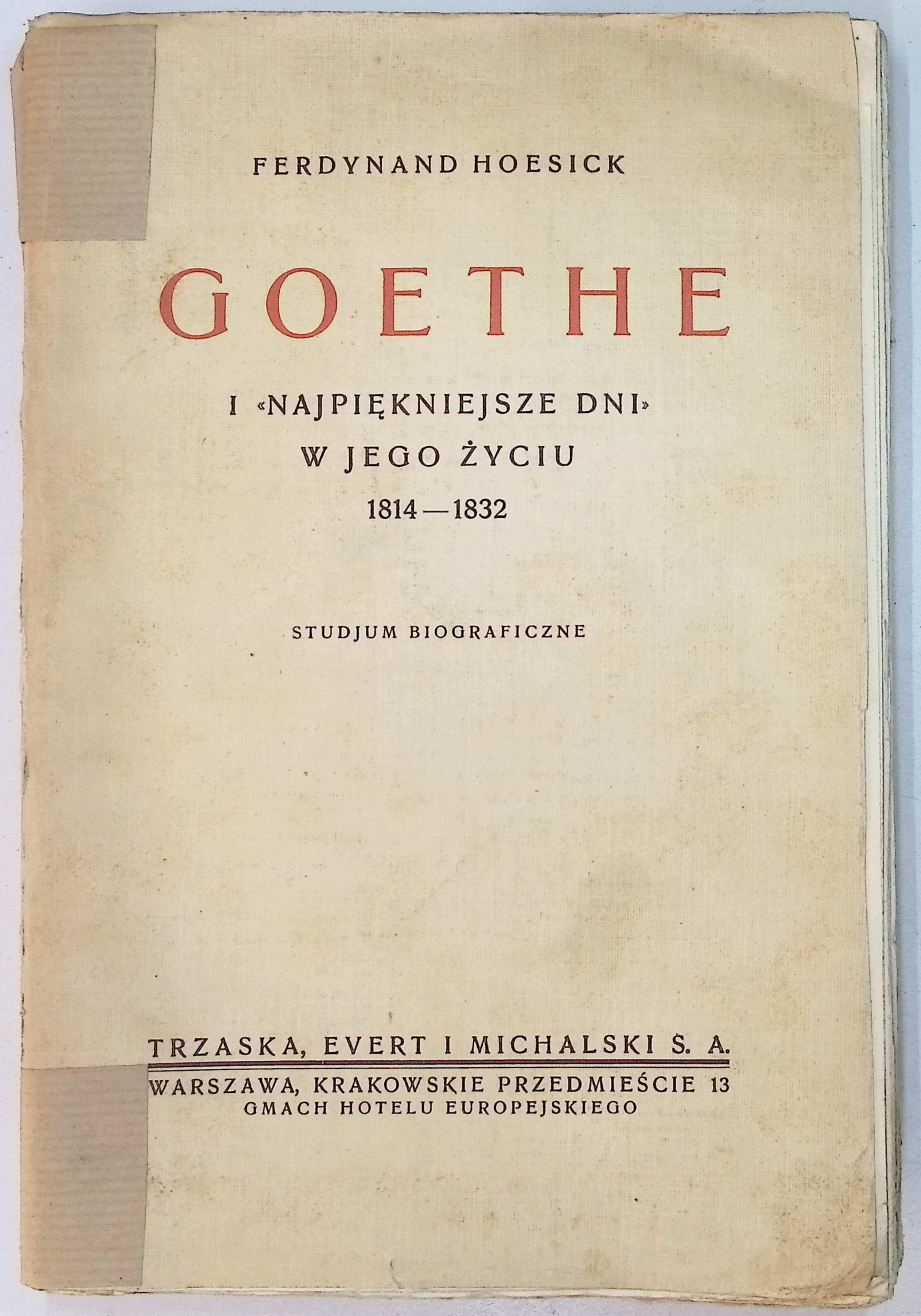 Goethe (1931 r.) - Ferdynand Hoesick