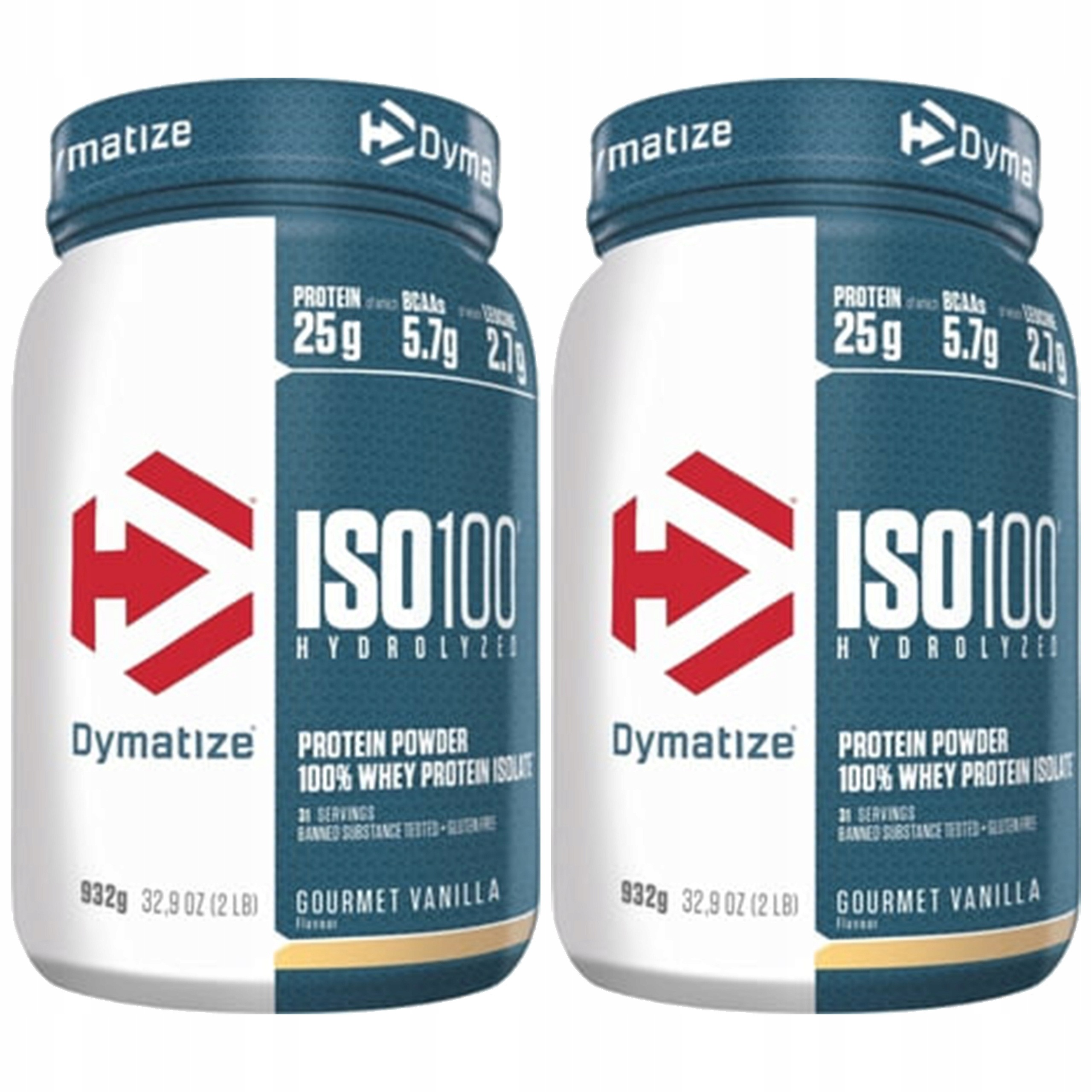 2x Dymatize Iso 100 932g Hydrolyzát Proteinový Izolát syrovátkového Bcaa Síla Ma