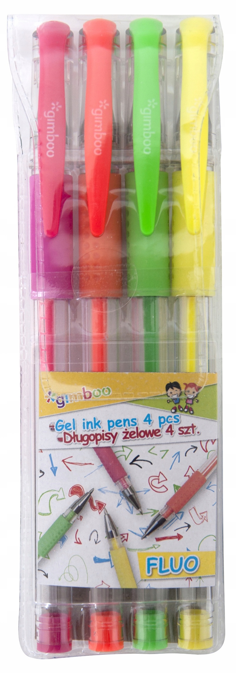 

Długopis żelowy Fluo 0,8mm 4szt mix kolorów