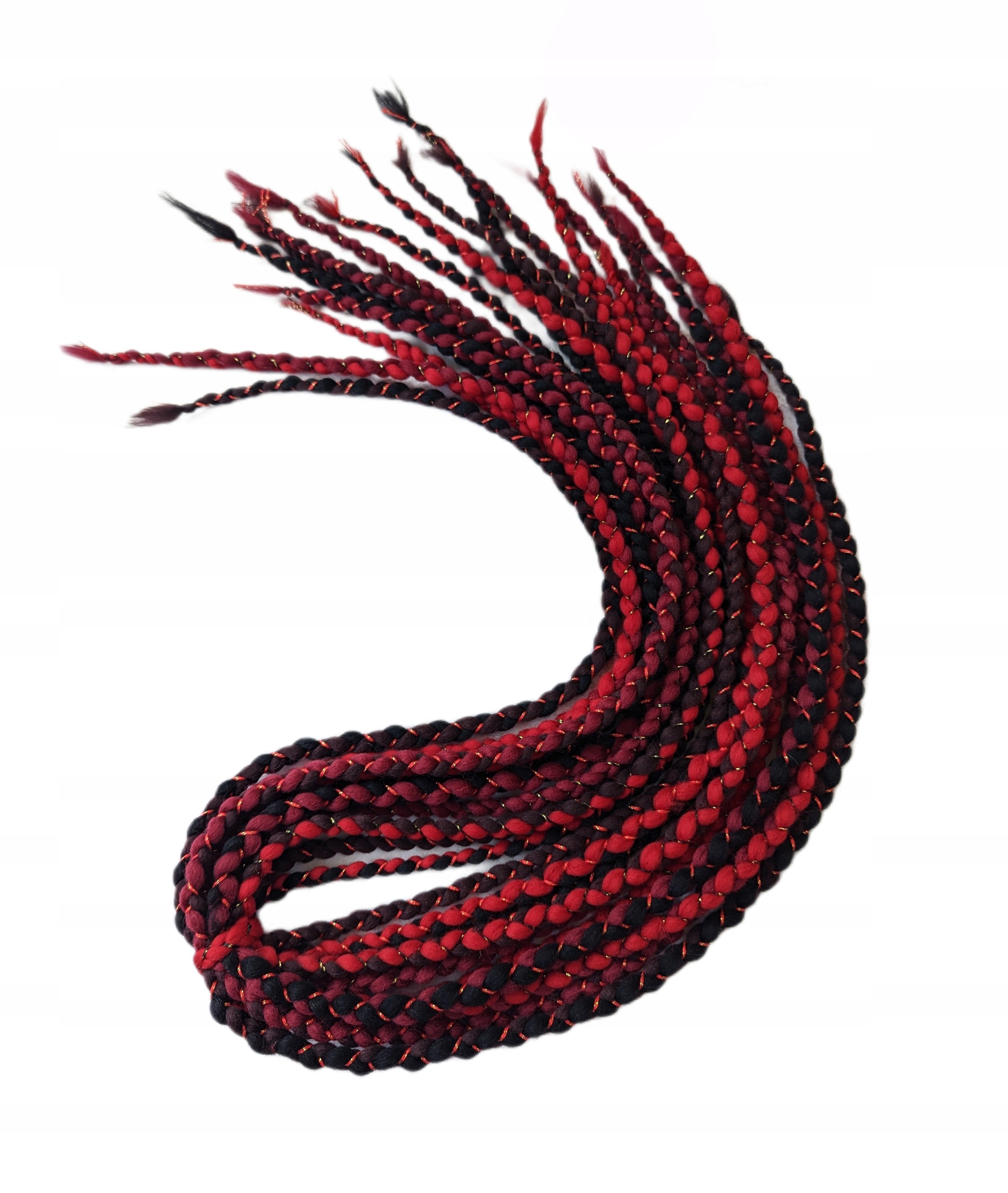 Vlněné copánky, červené, černé, bordó, Argentinské Tango, 10 ks