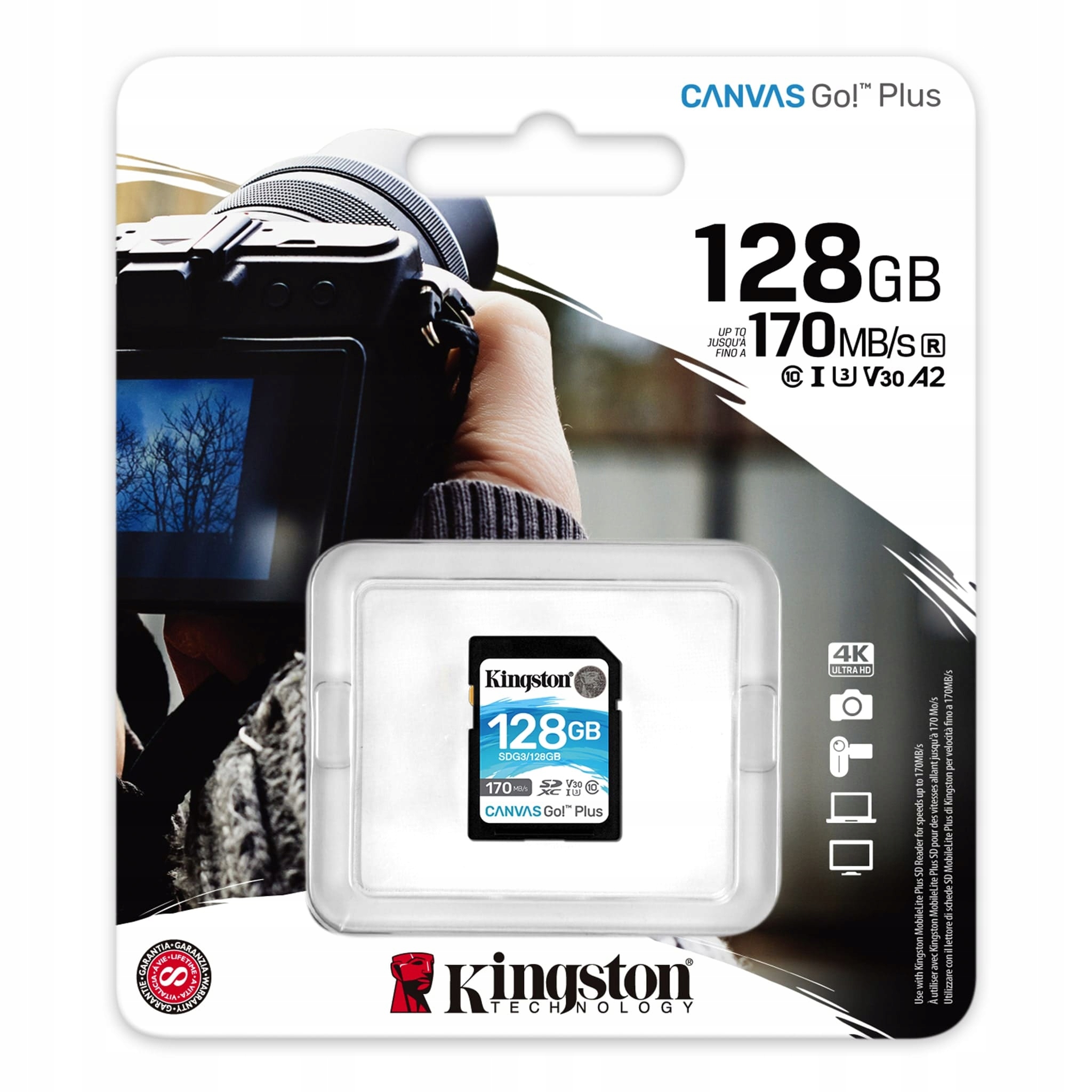 Kingston 128 Gb Sd Sdxc UHS-3 V30 SDG3 170/90MB/s