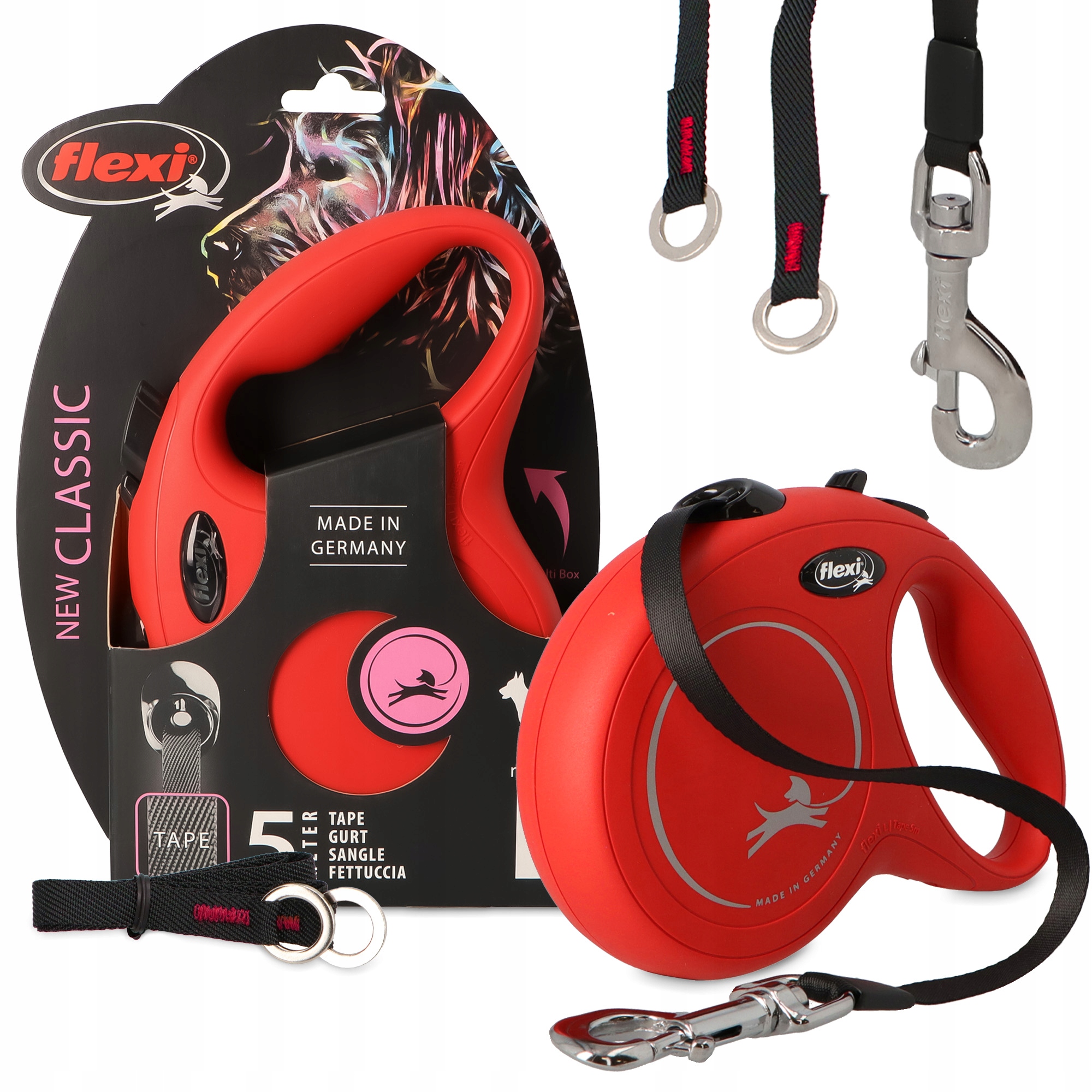 Levně Vodítko Psa Automatická Flexi Páska Pro Psy 5 m Svinovací Silná Blokáda 50 kg Délka 3O