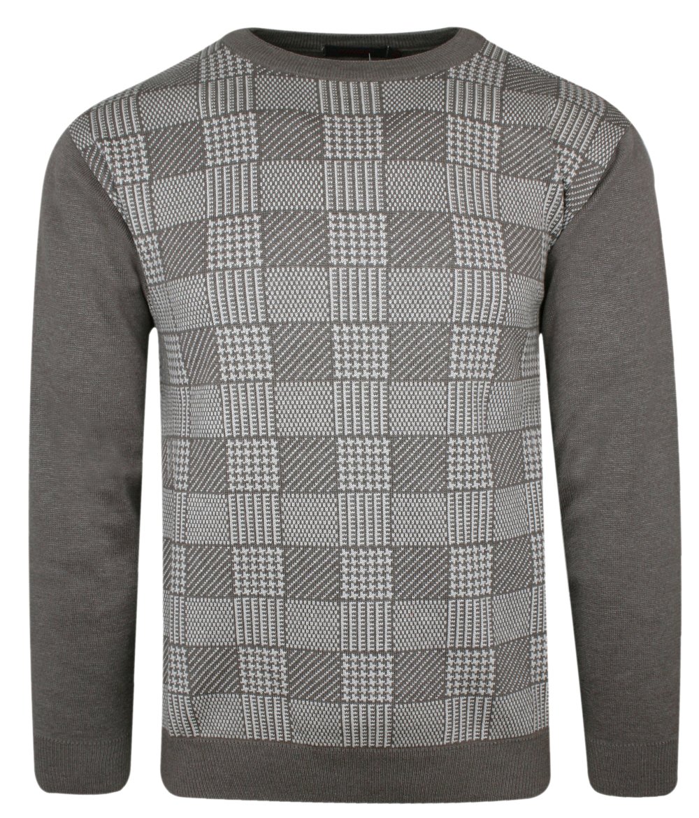 Hnědý svetr se šachovnicí -kings- L