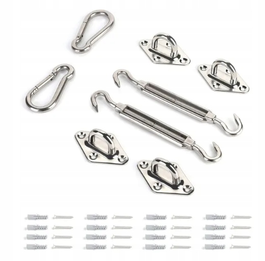 ZESTAW MOCUJĄCY MONTAŻOWY ŻAGIEL PRZECIWSŁONECZNY KWADRATOWE PROSTOKĄTNE