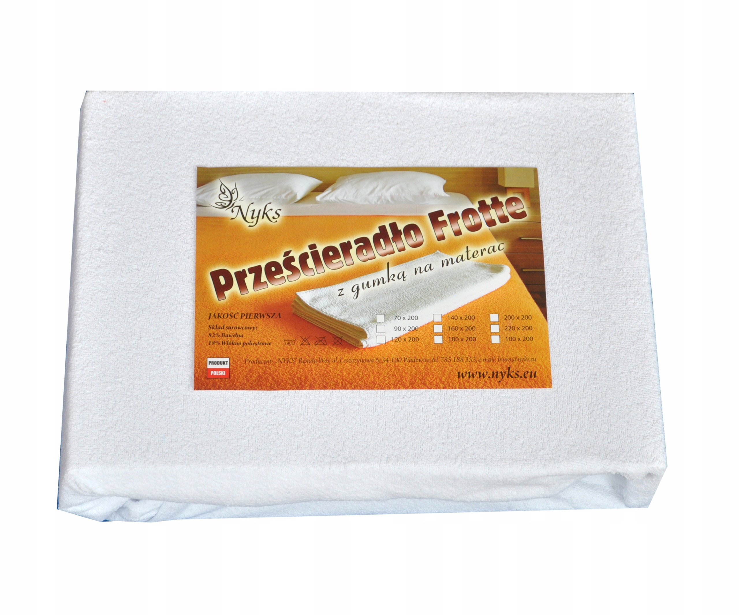 

Prześcieradło 90x200 frotte z gumką 02