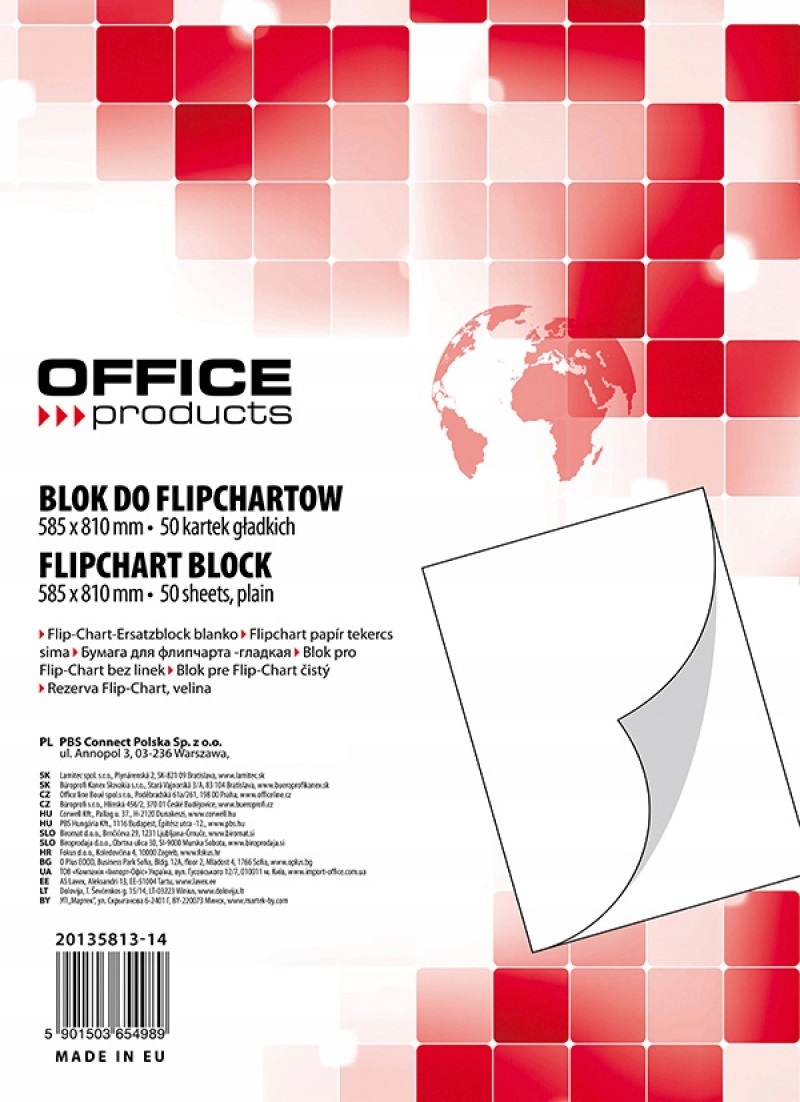 

Blok do flipchartów gładki 58,5x81cm 50 kart