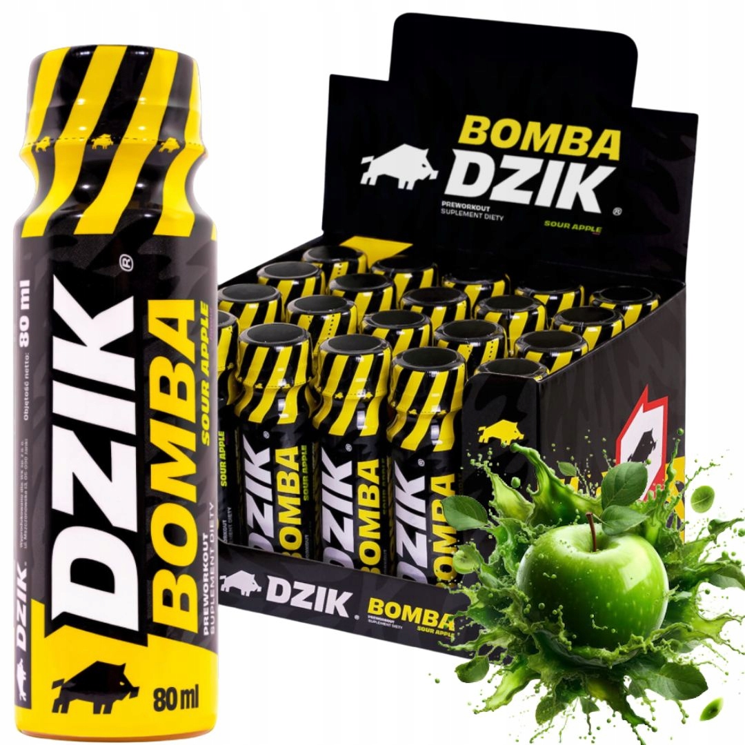 Wk Dzik Bomba Preworkout Shot Předtréninková sada Sour Apple 80 ml 20 Shotů