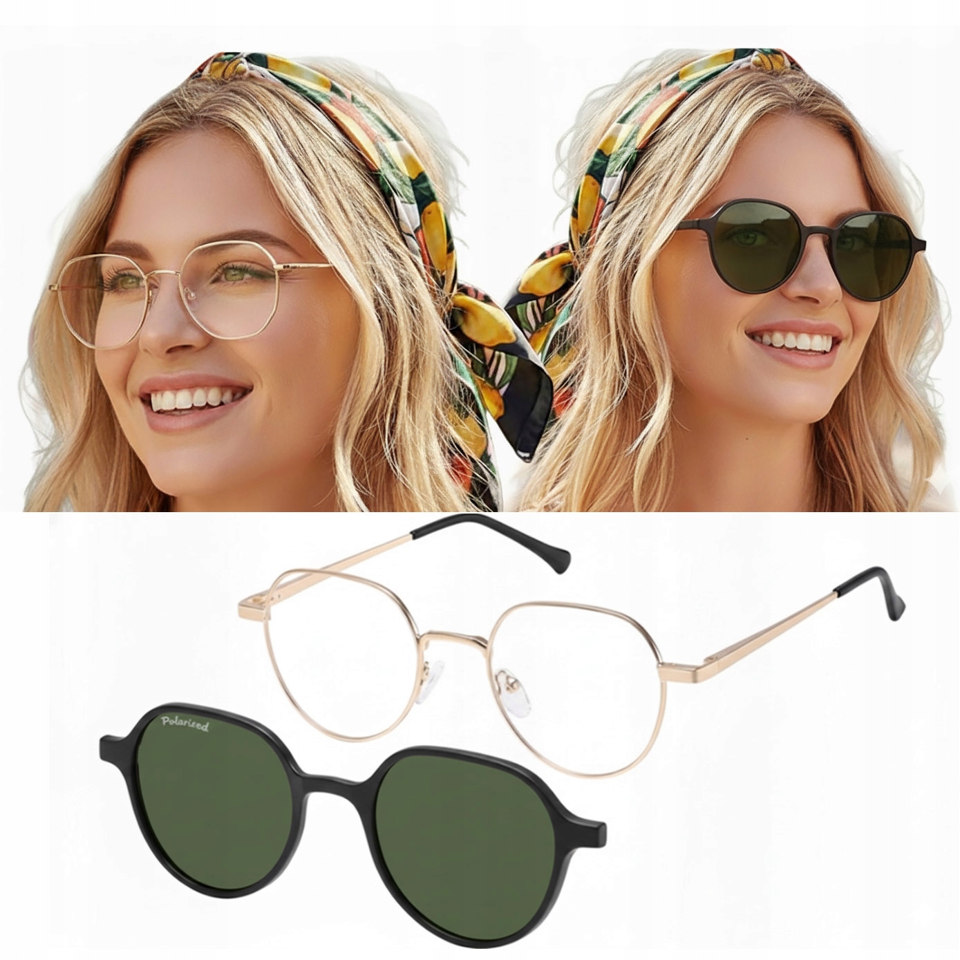 Okulary Oprawki Zerówki Clip On Nakładki Przeciwsłoneczne Filtr Uv 400 Ce