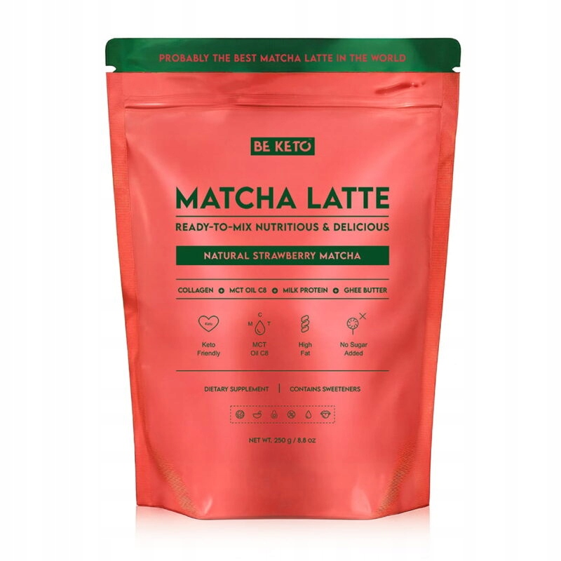 Levně Matcha Latte (Olej Mct C8 & Kolagen & Ghee) – Přírodní Jahoda 250 g