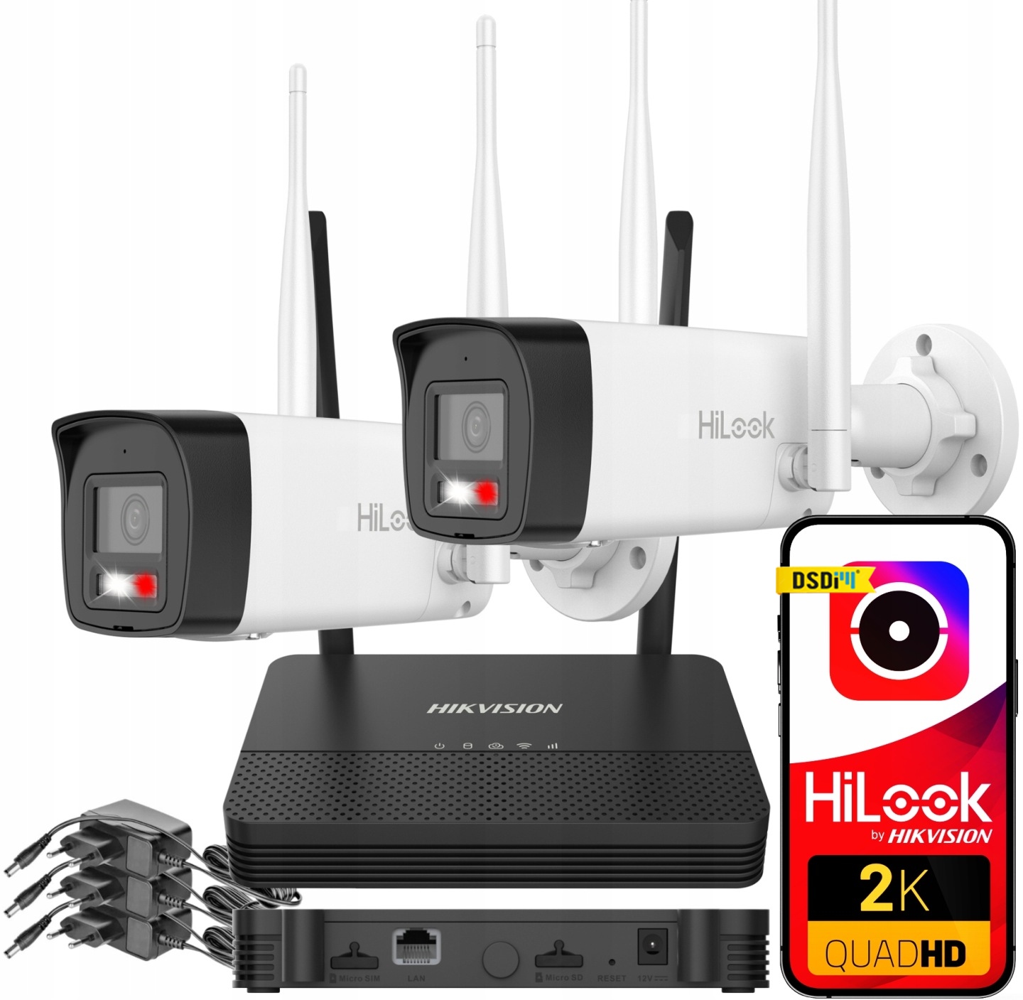 ZESTAW MONITORINGU WiFi 4MPx EASYLINK HIKVISION IKS-2044BH-PH/W 2 KAMERY