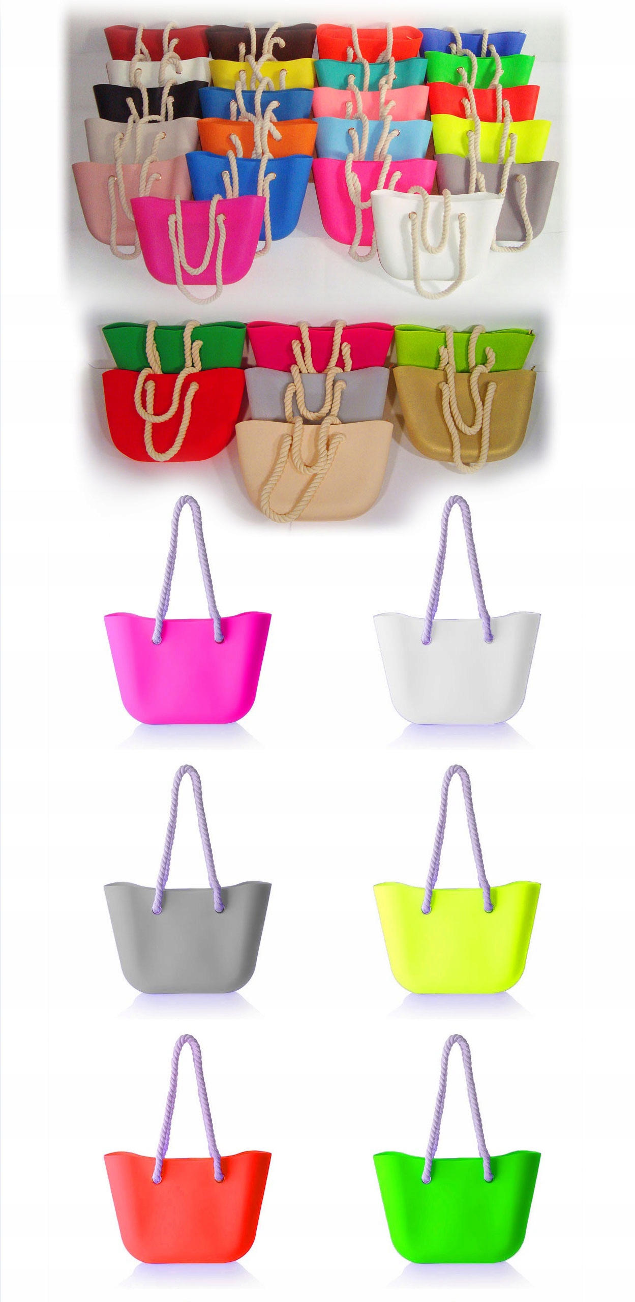 O TORBA GUMOWA TOREBKA HOBO JELLY SHOPPER BAG TGLB Kolor okuć inny