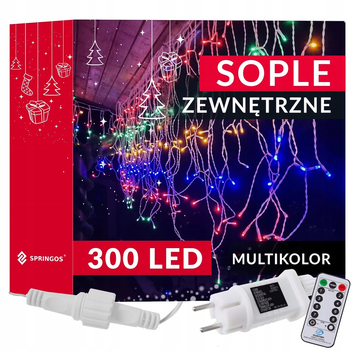 

Sople Kurtyna Świetlna 300 Led Multikolor 14,5 m