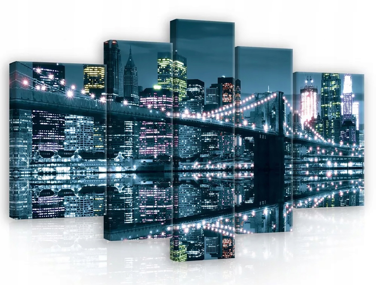 Obraz Na Plátne Canvas 170x100 New York Mesto Panoráma Večer Noc Pohľad
