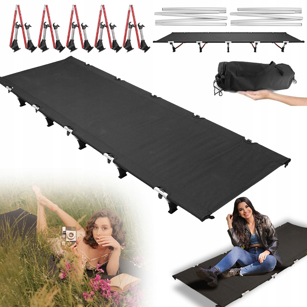 Łóżko Polowe Turystyczne Składane Leżanka Ogrodowa 190X66CM 150KG