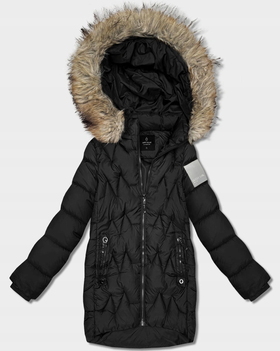 Zimní Bunda Kapuce KK60563 Černá L (40)