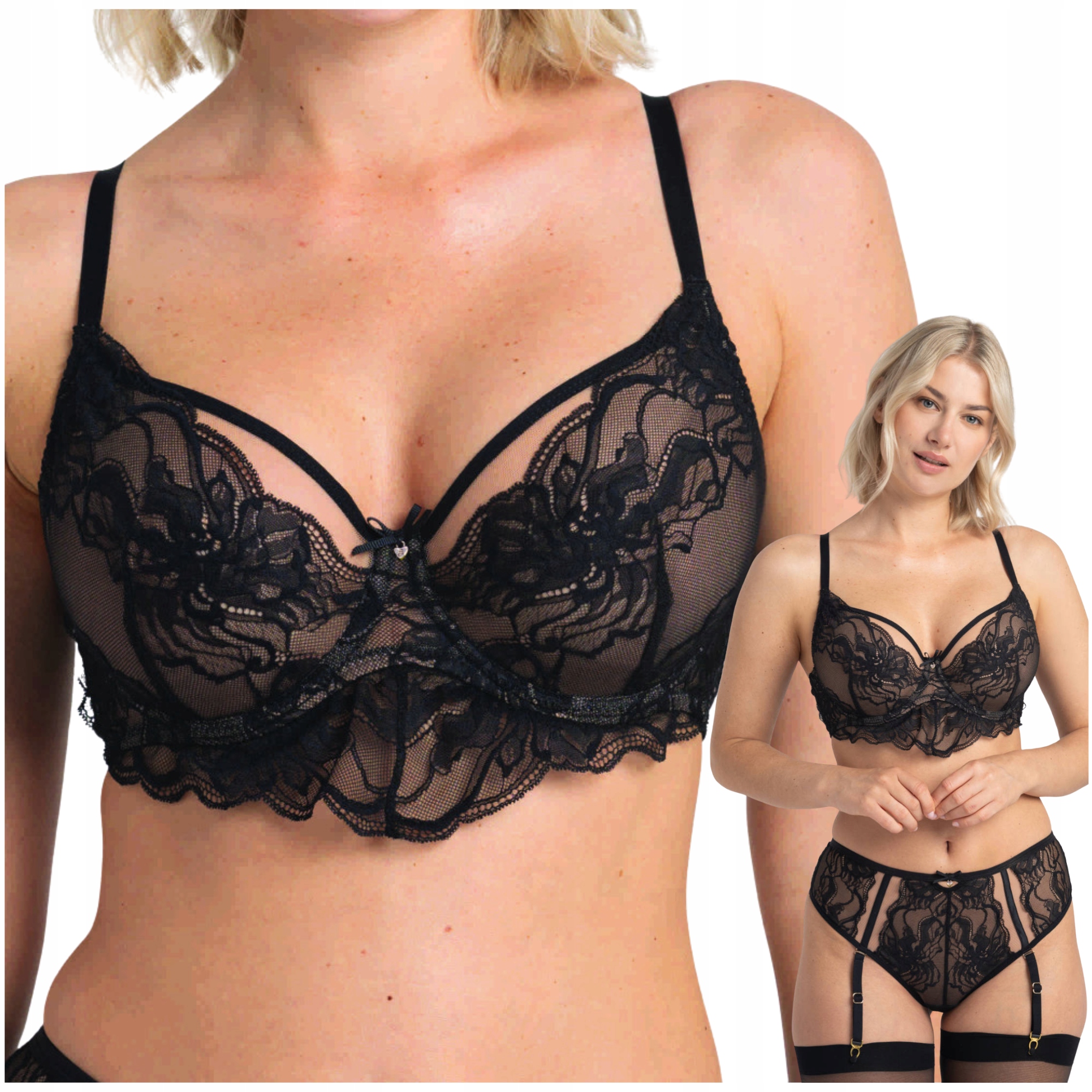 Podprsenka měkká, smyslný krajkový polokorzet Samanta Mystery A123 75C