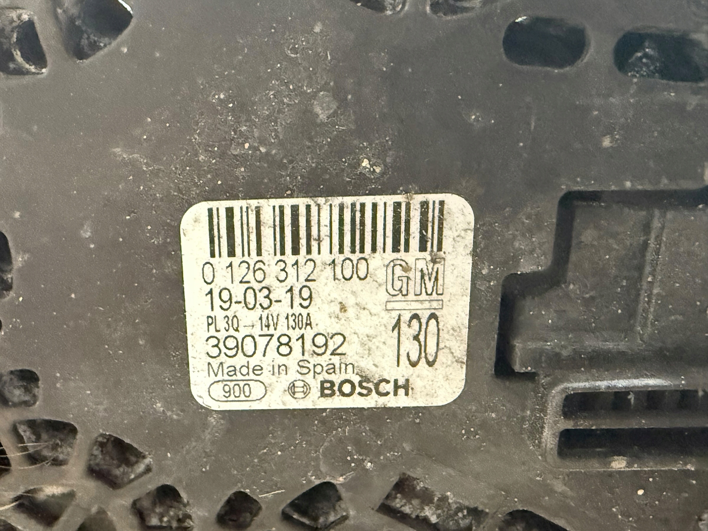 alternator complete 130A 39078192 BOSCH OPEL ASTRA K V 1.0 TURBO