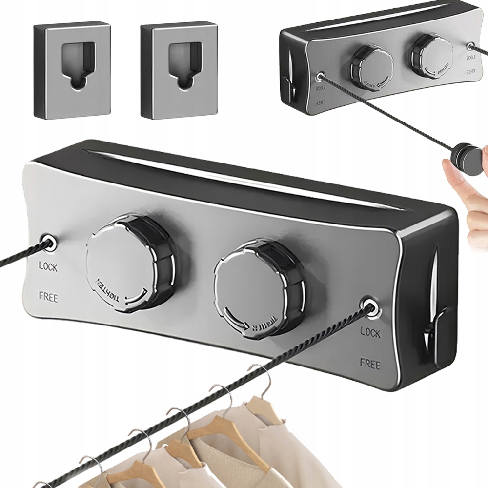 Levně Vysouvací Lanko Na Prádlo Srolovatelné, Dvojité Lanko, Snadná Montáž, 5,1 M