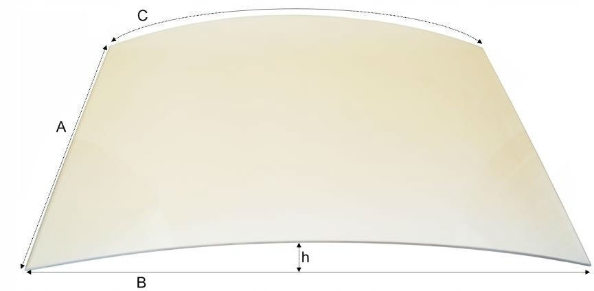 SZYBA ŻAROODPORNA GIĘTA DO KOMINKA RÓŻNE WYMIARY Kod producenta PÓŁOKRĄGŁA SZYBA DO KOMINKA