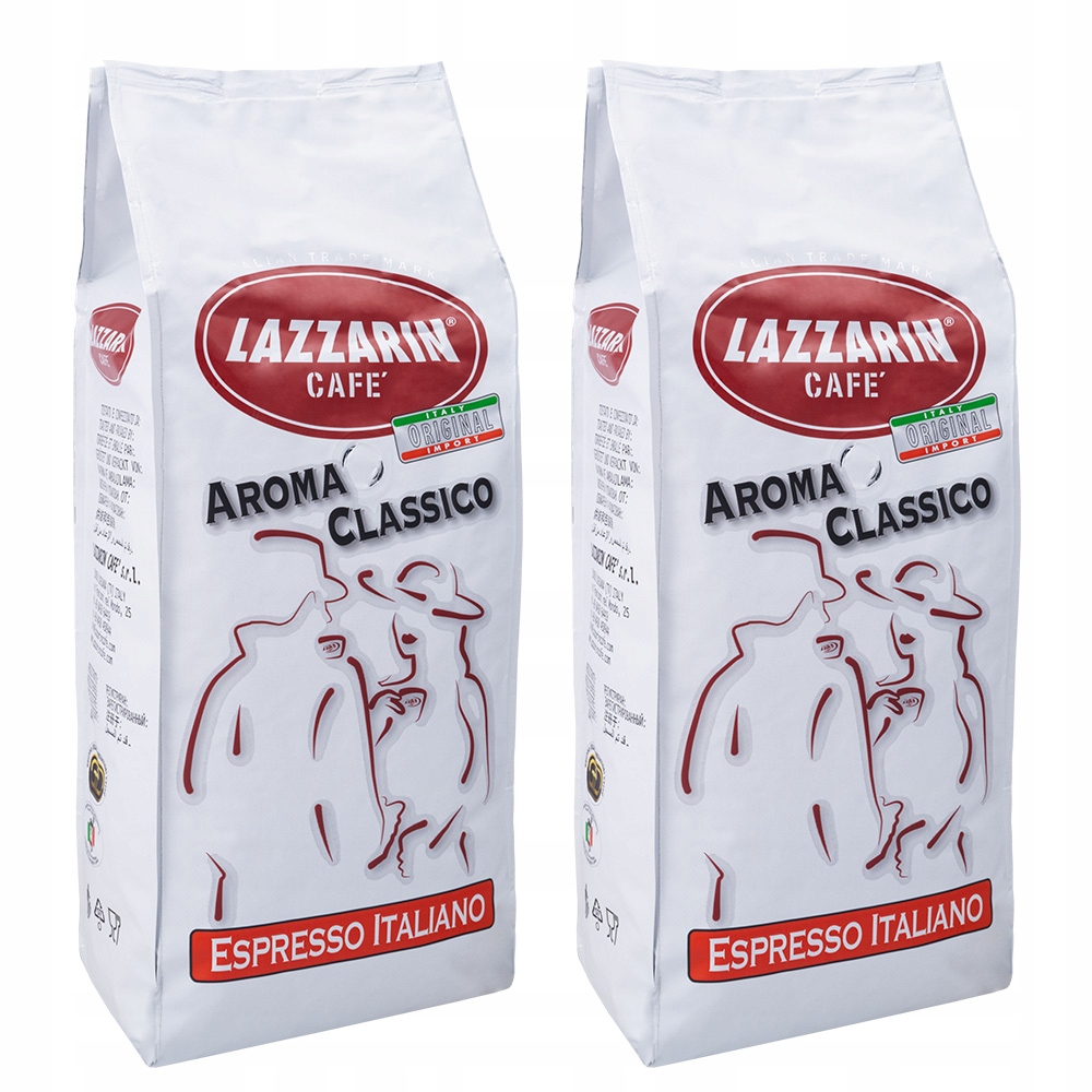 Káva zrnková Lazzarin Aroma Classico italská málo kyselá káva 2 x 1 kg