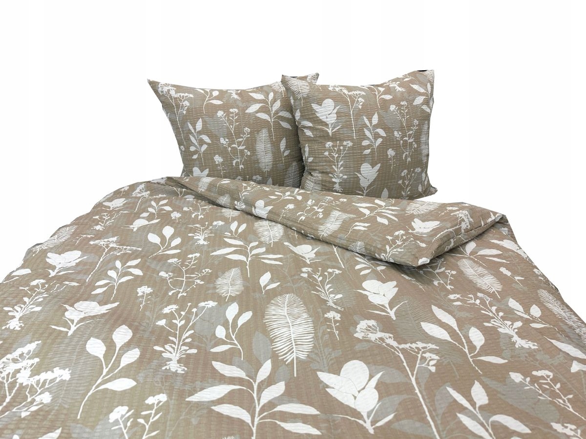 Krepové povlečení 160x200 lux 2656-1 béžové listy