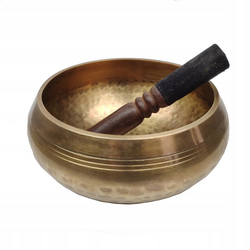 Poloviční tibetská mísa ručně kovaná 18 cm oboustranná ruční palička