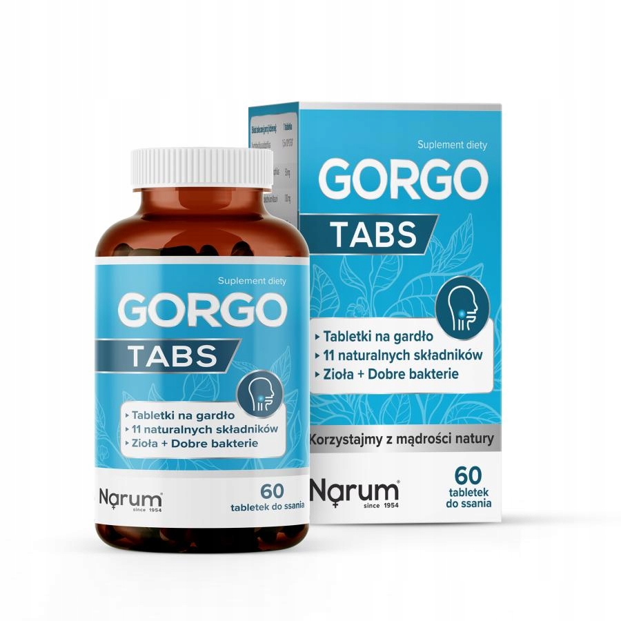 Narum Gorgo Tabs 600 mg ziołowe na gardło probiotyk 60 tabletek do ssania