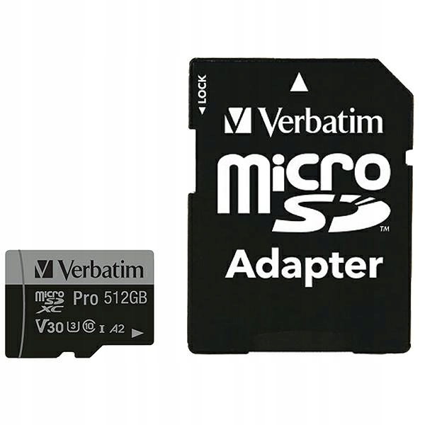 Karta microSD Verbatim 512GB U3 z adapterem czarna 47046