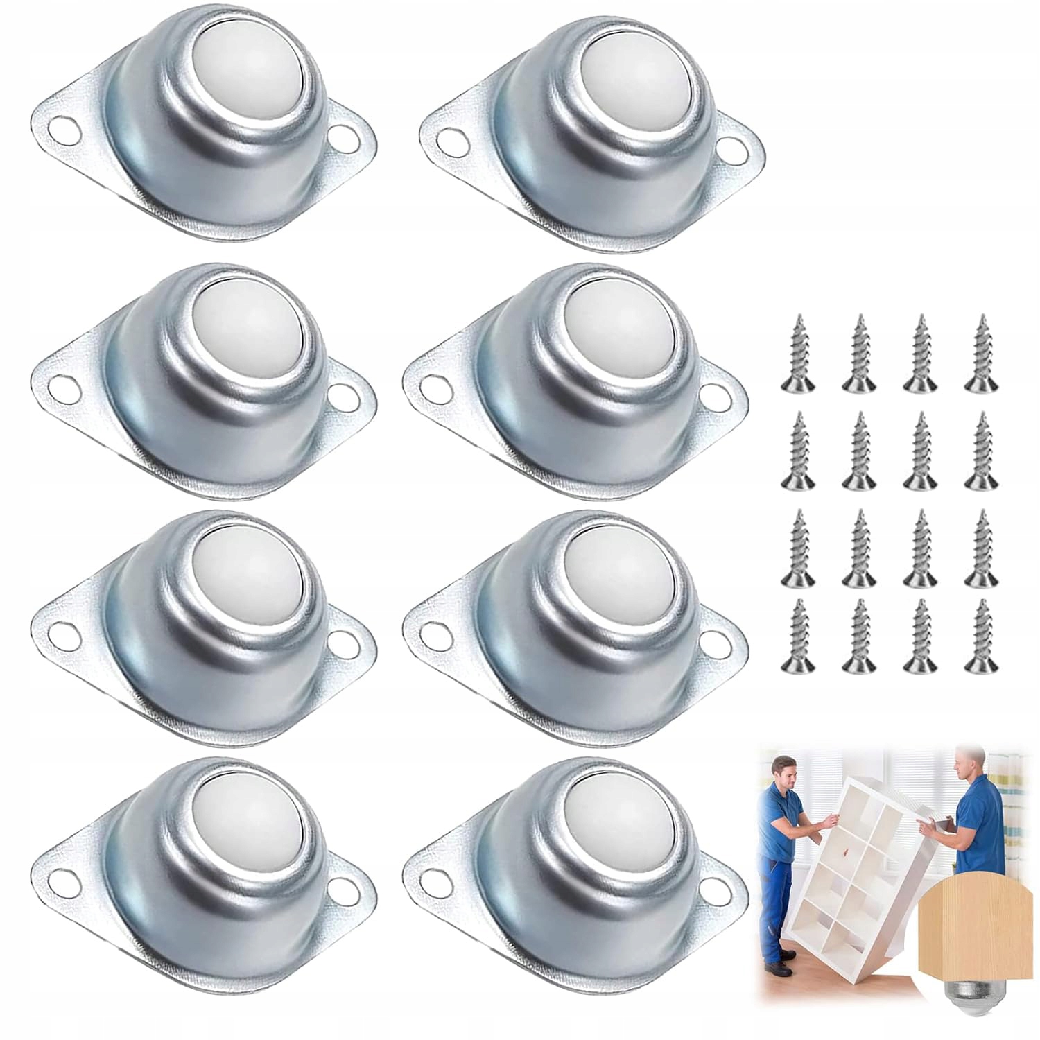 8 SZT. ROLEK KULKOWYCH Z ŁOŻYSKIEM KULKOWYM, NOŚNOŚĆ 20KG, DO MEBLI, BAGAŻU Marka inna