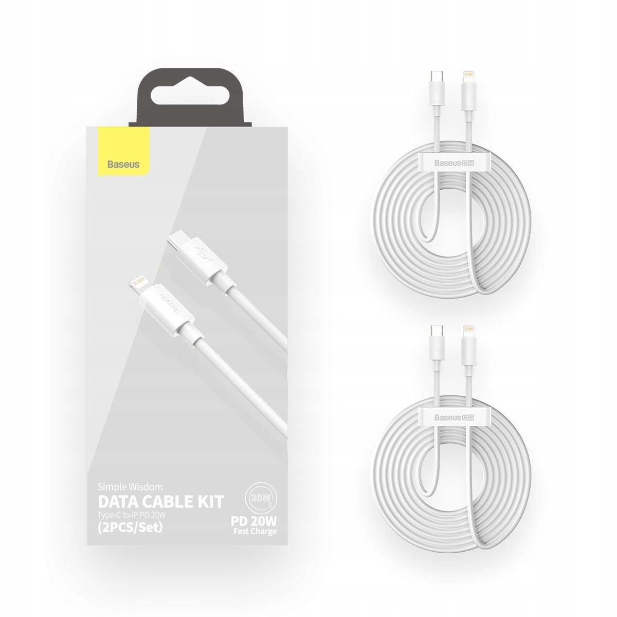 BASEUS MOCNY KABEL DO IPHONE PRZEWÓD USB TYPU C LIGHTNING PD 20W 1.5M 2SZT