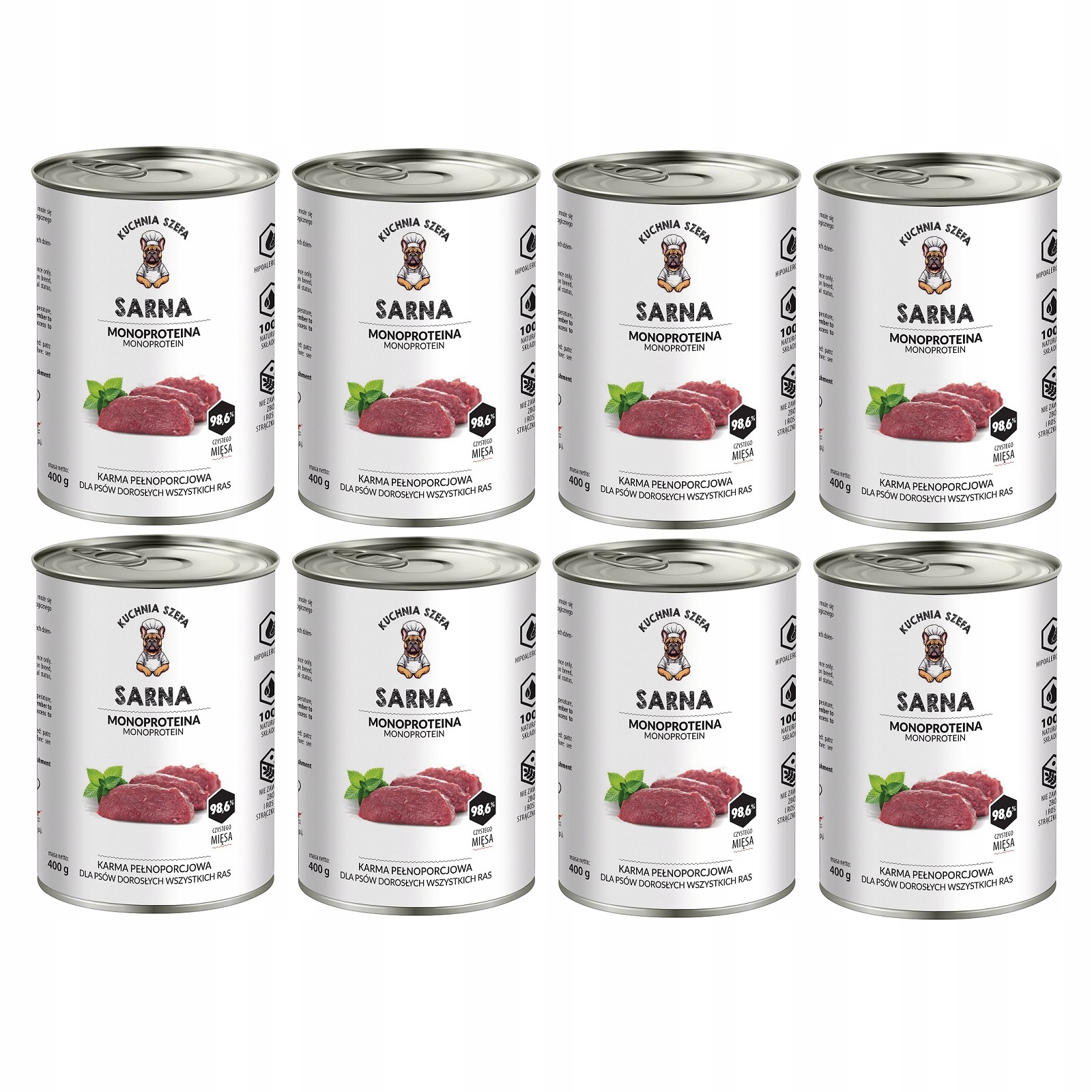 Kuchnia Szefa Mokra Karma Dla Psa Monoproteinowa Bez Zbóż Sarna 8x400g