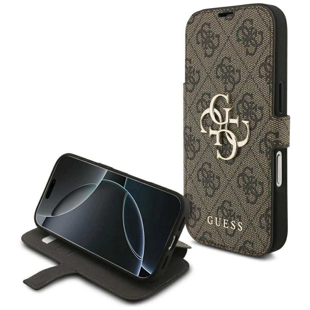 Pouzdro Guess Book 4G Metal Logo pro Apple iPhone 17 Pro, hnědé