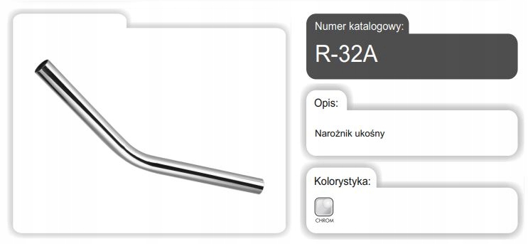 NAROŻNIK KĄTOWNIK UKOŚNY MEBLOWY 20X20CM KĄT 135 CHROM R-32A/C AMIX Kod producenta R-32A/C