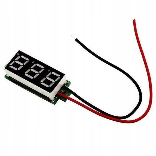 Mini woltomierz cyfrowy LED 3-cyfrowy zielony 3,5-30 V DC ±1%
