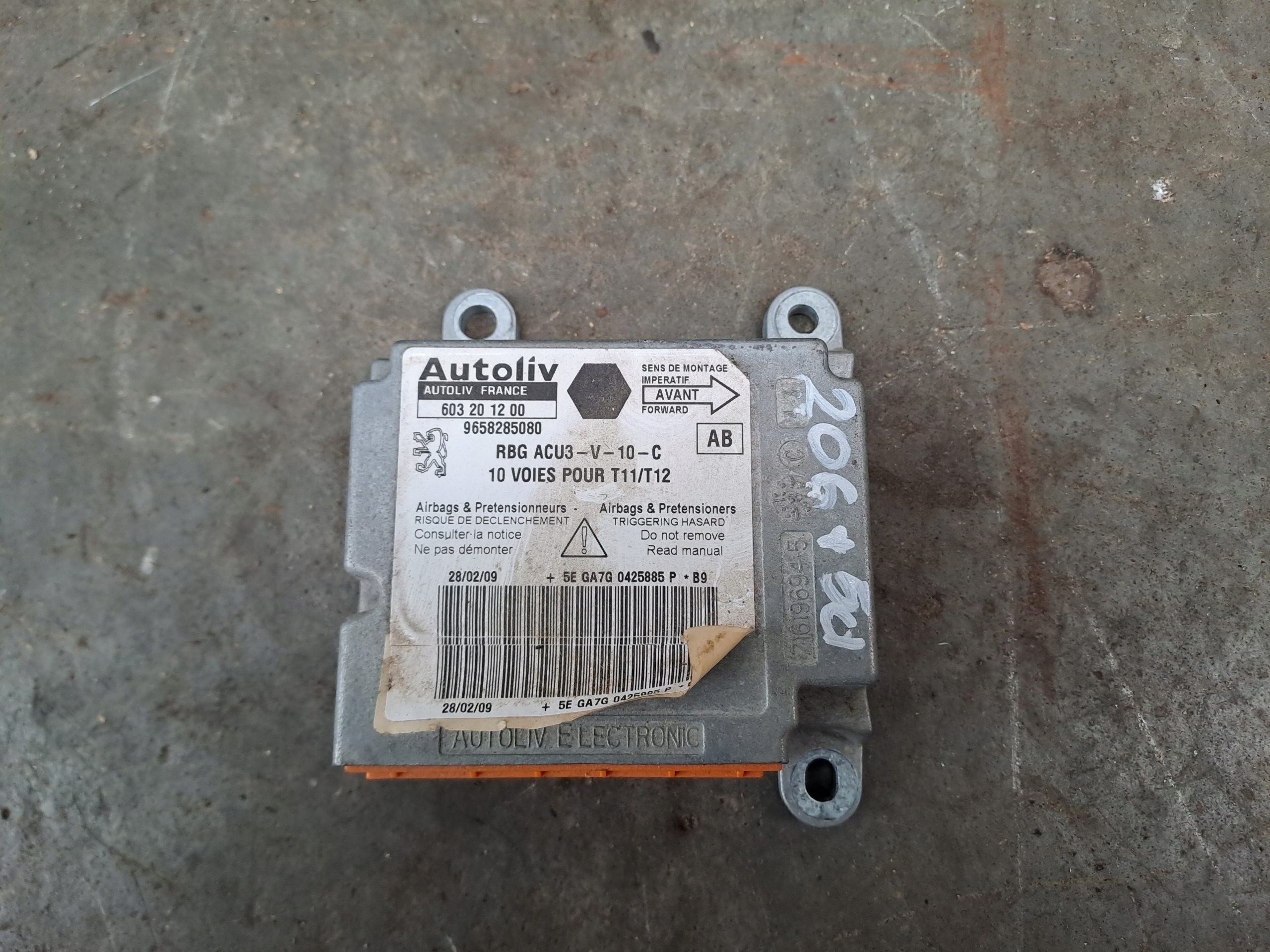 dashboard console sensor tension belts kpl Peugeot 206+