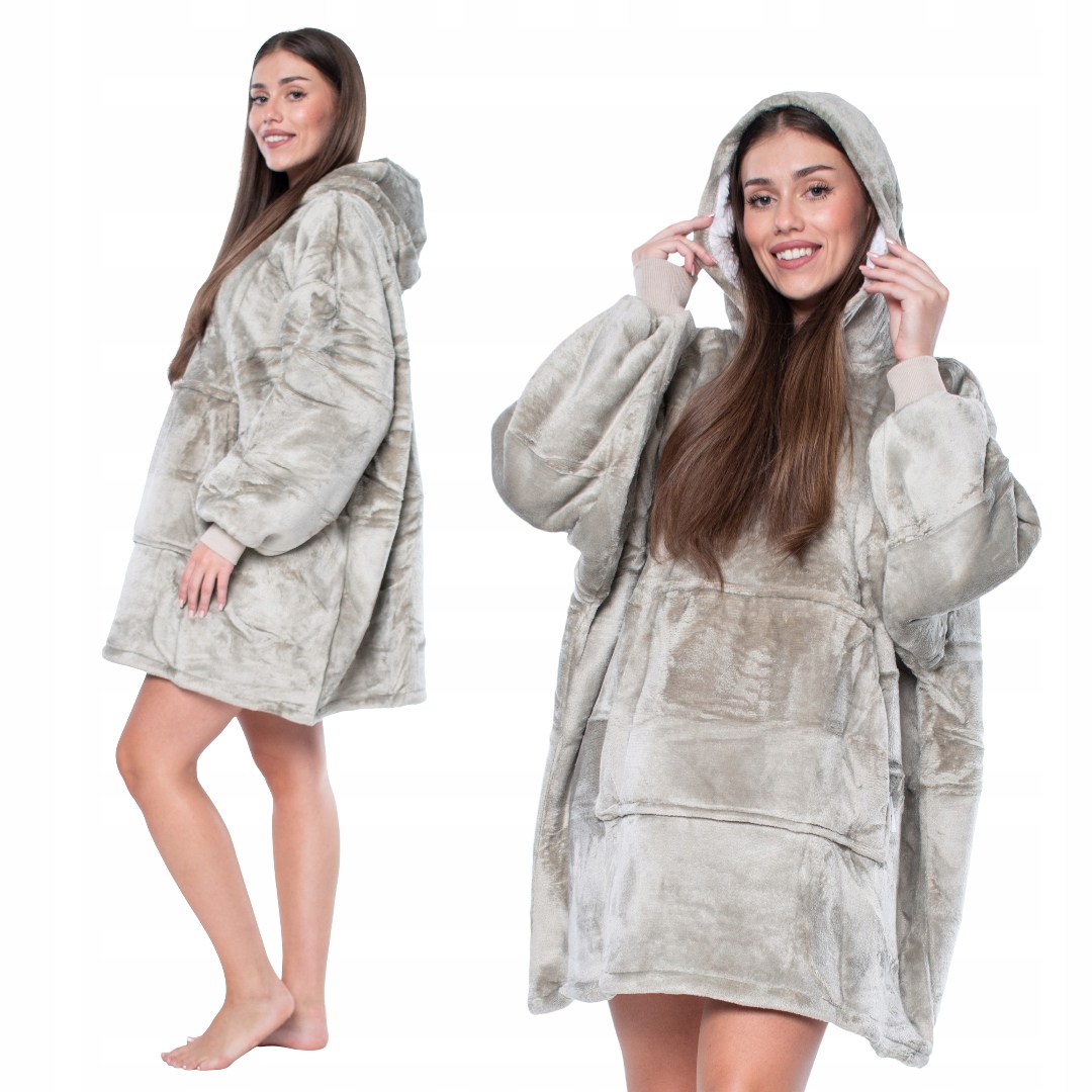 Deka Oversize mikina XXL s kapucí Mikinová Deka šedá