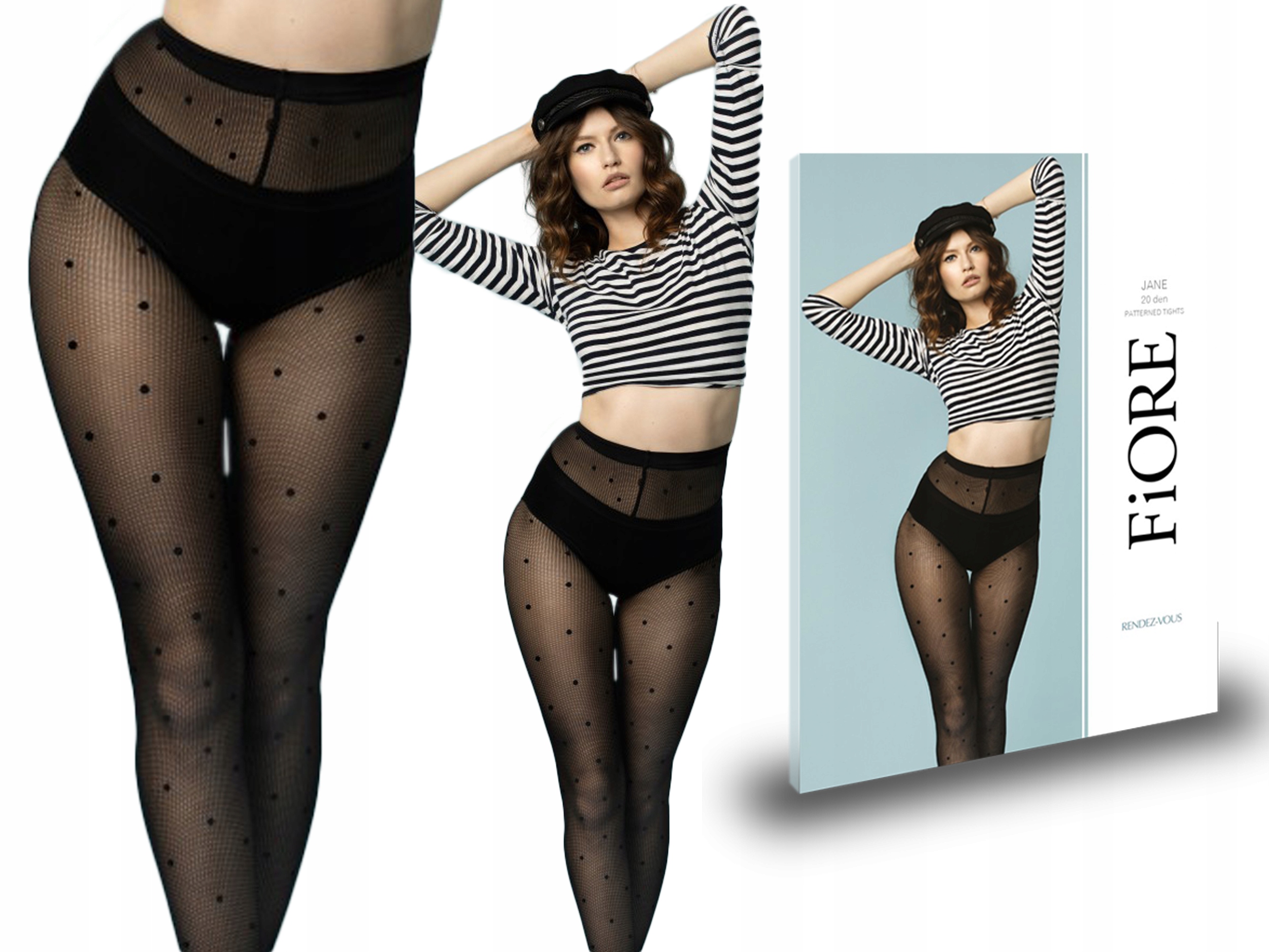 

Fiore wzorzyste rajstopy Jane, 20 den w kropki 3-M