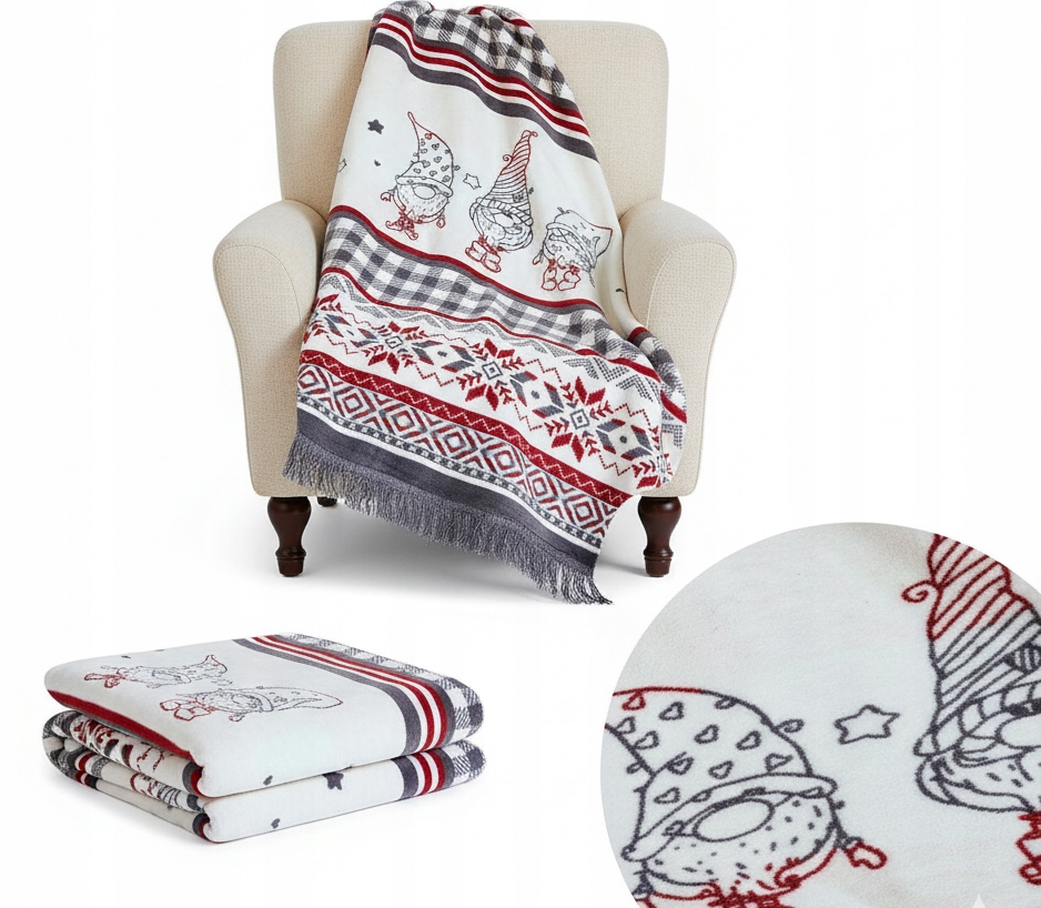 Vánoční Deka 150x200 Přehoz Na Postel Silný Měkký Teplý Bavlna