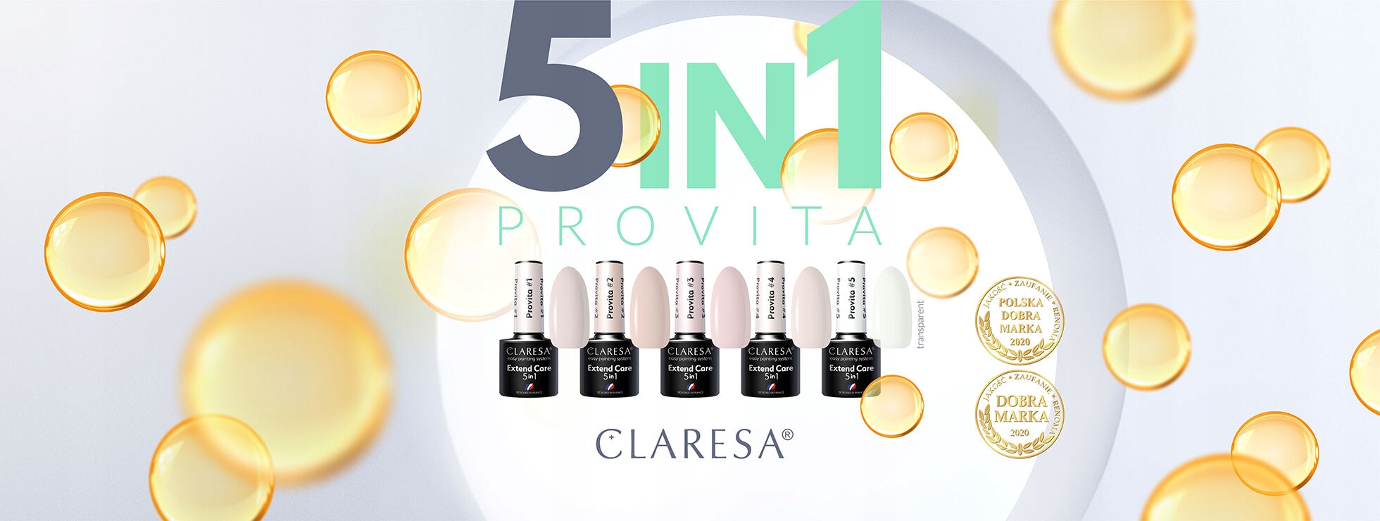 Claresa PROVITA baza lakier 5w1 #1 TOP DIAMOND Pojemność 5 ml