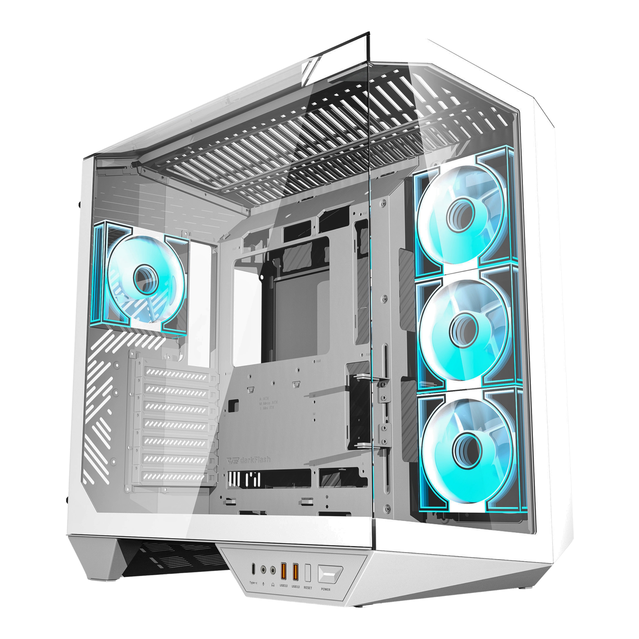 darkFlash DY470 bílá kostková skříň 4 aRGB Usb Skříň