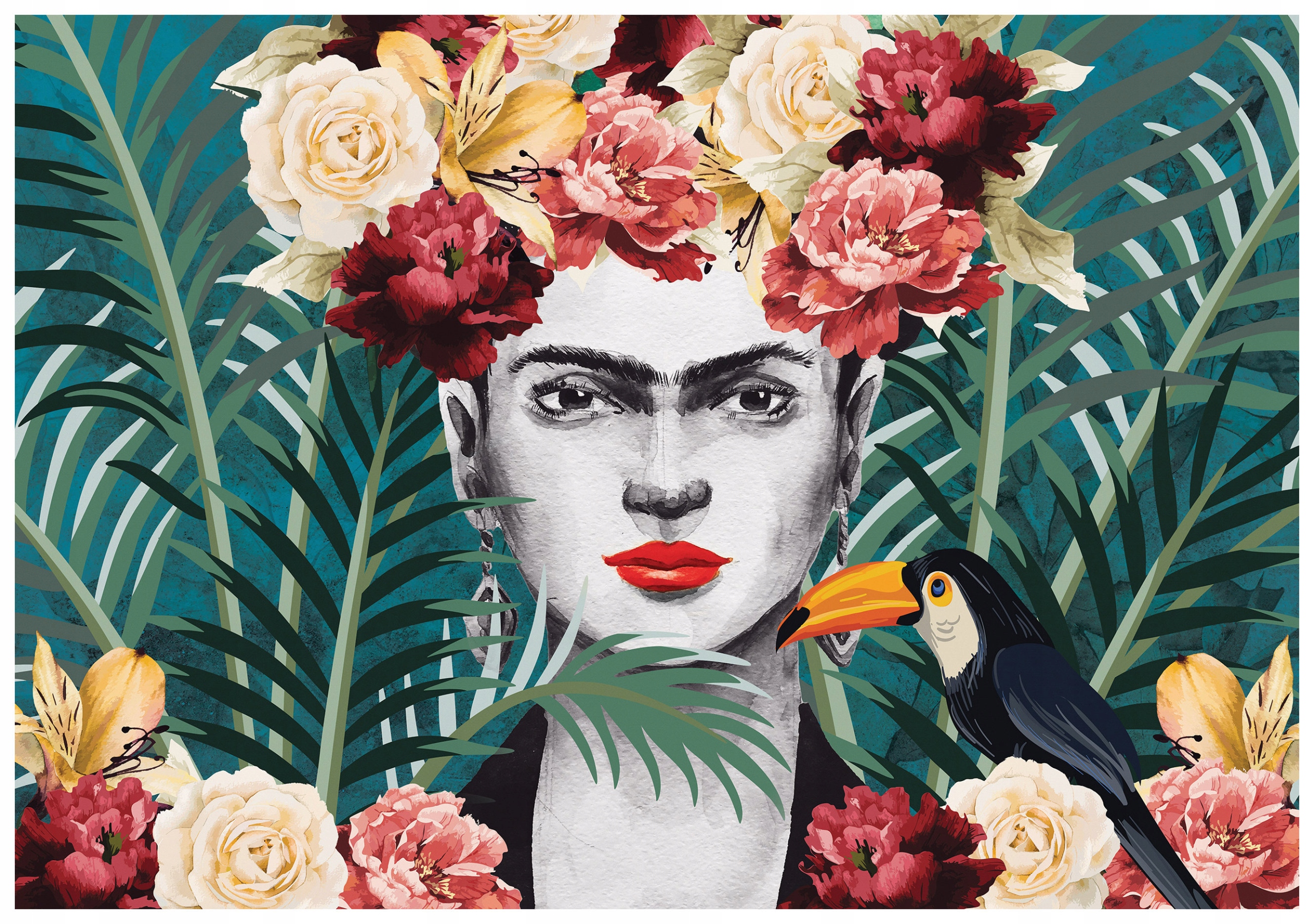 Fototapeta Frida Kahlo květiny tropy boho eklektismus vinylová 312x219 lepidlo