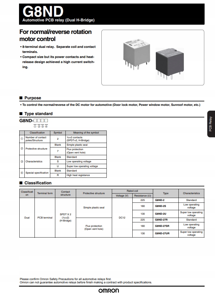 OMRON 12V DC G8ND-2U HAMULEC RĘCZNY HONDA JAPAN Producent części Inny