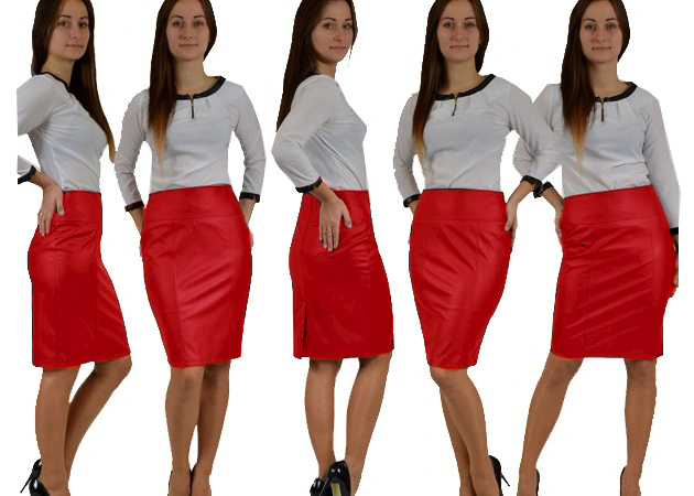 GŁADKA OŁÓWKOWA SPÓDNICA EKO SKÓRA CZERWONA r.48 Marka inna