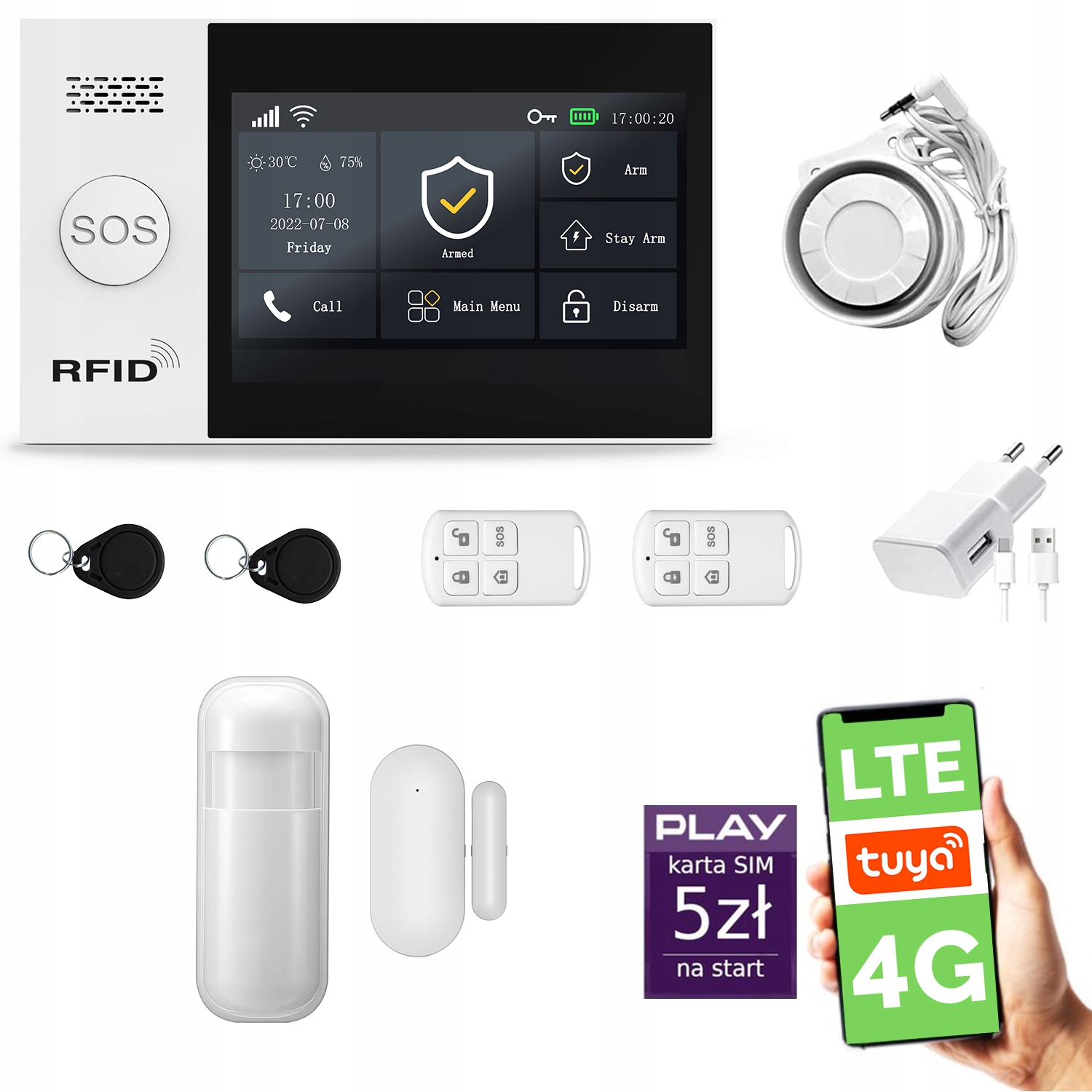 Bezdrôtový alarm WiFi Gsm, Tuya, alarmová sada Huxgo HXA007 4G Lte