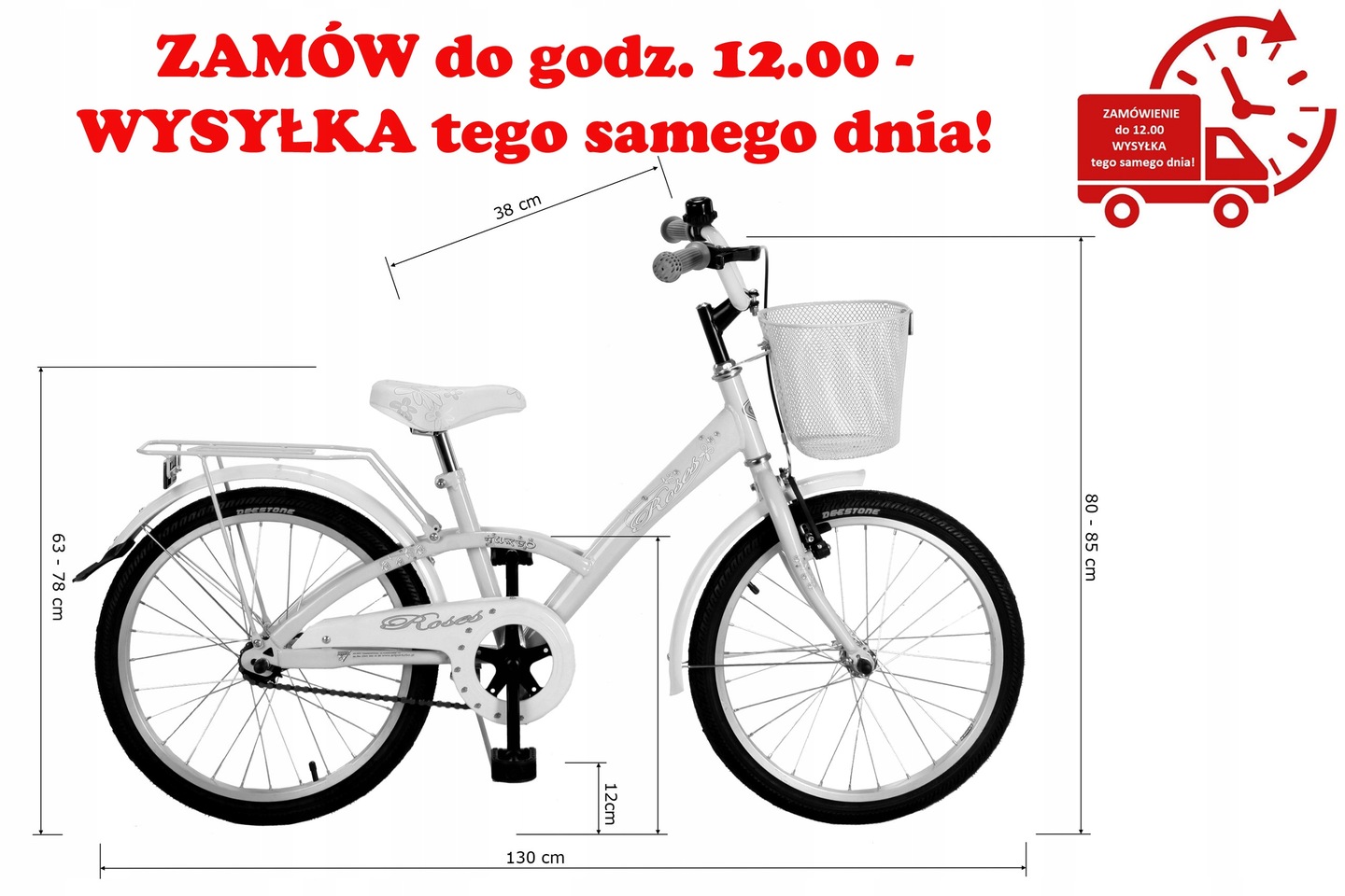 Polski Rower dla dziewczynki 20 cali Roses Błękitny Pastel Polski Producent Rozmiar koła (