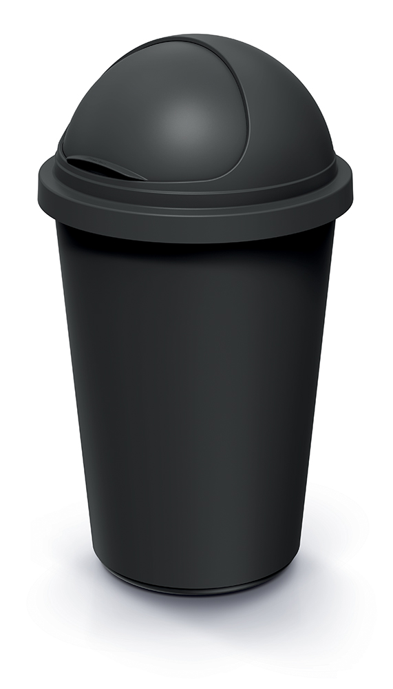 Levně Odpadkový koš Compacta R Roller recyklovaně černý s recyklovaně černým víke