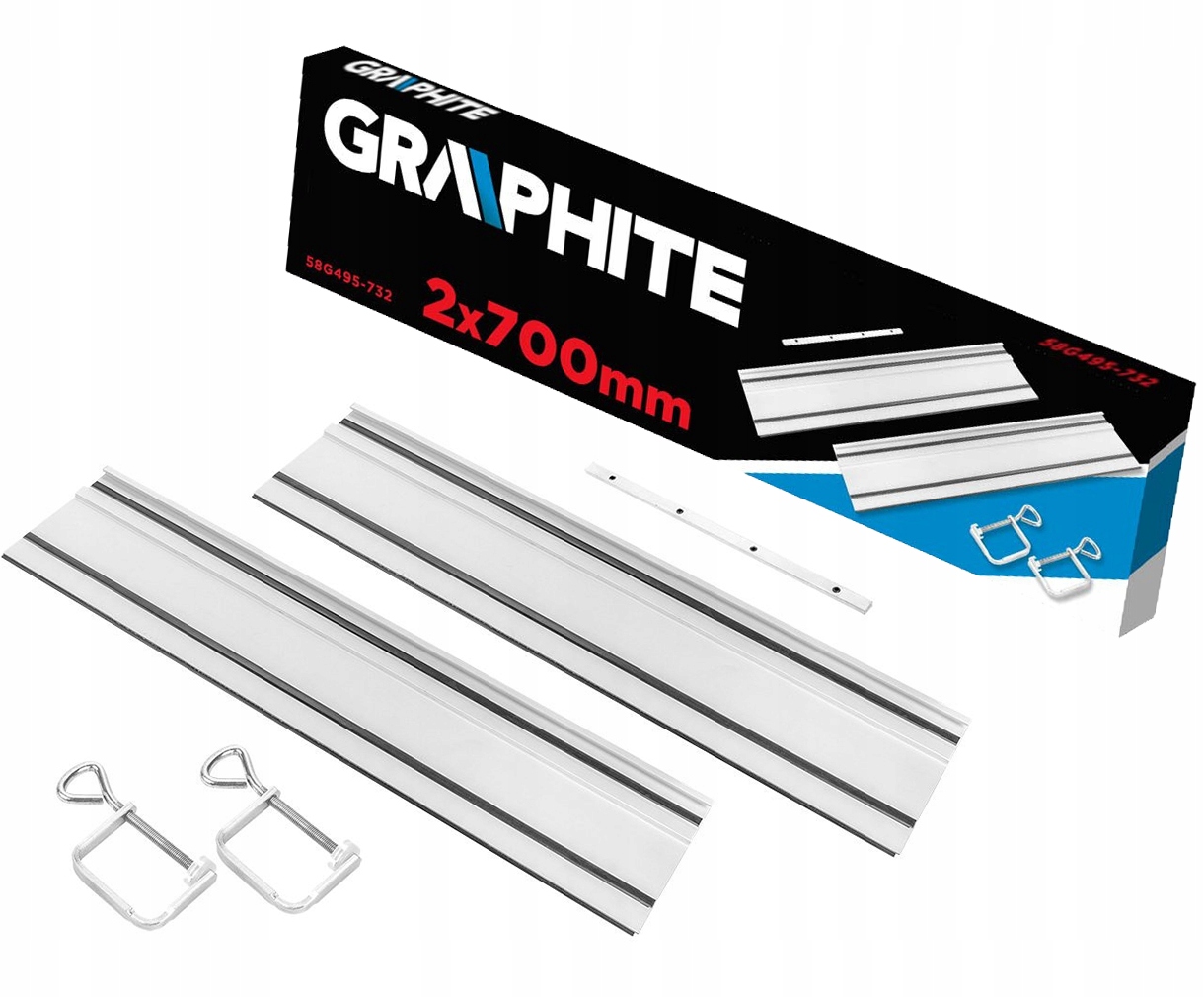 Vodicí lišty 2x700 mm Spojka 2 Svorky pro pilku-zahloubení Graphite