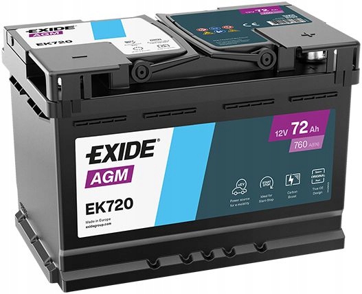 Akumulator Exide Agm 12V 72Ah 760A P+ L3 EK720