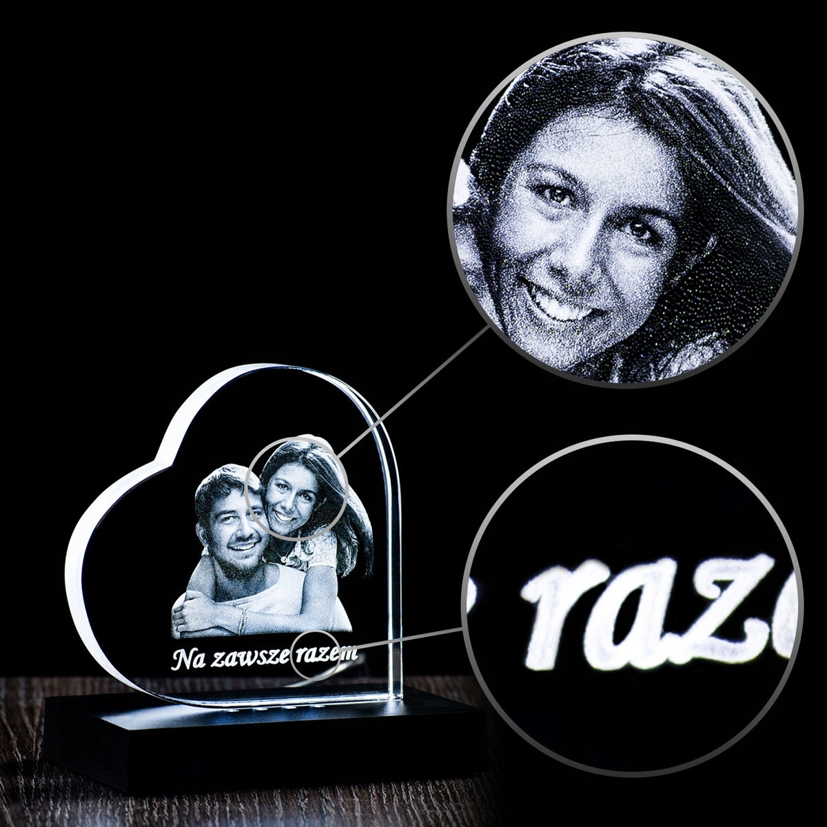Zdjęcie w szkle - serduszko dla niej z dedykacją Marka inna