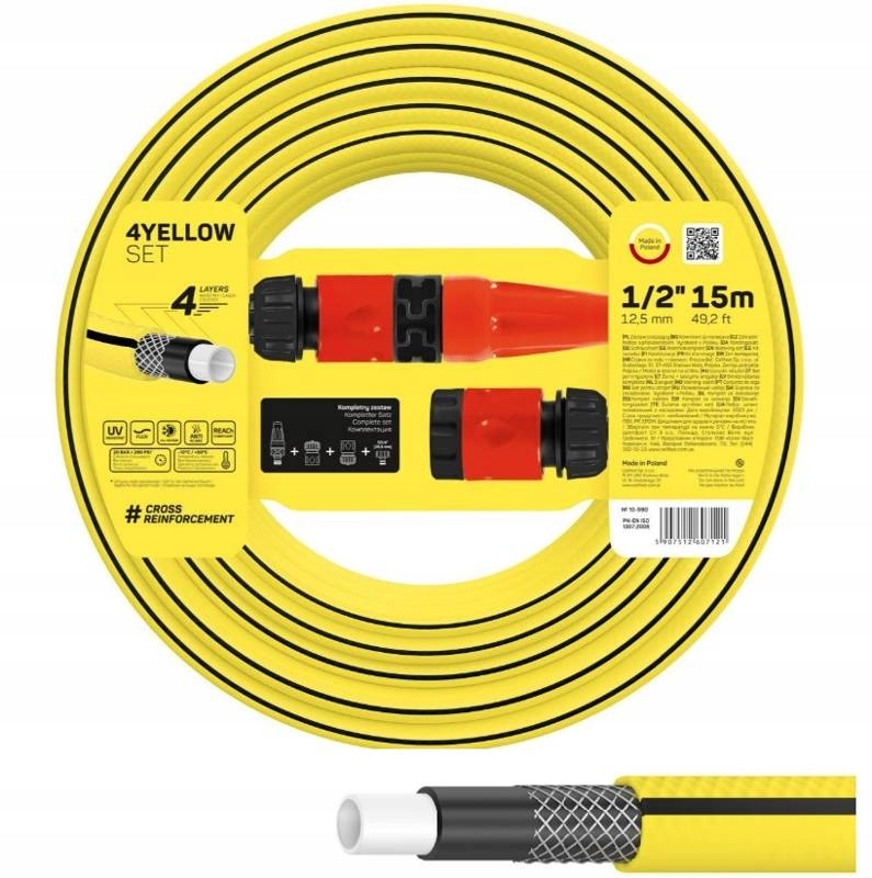 

Wąż Ogrodowy Yellow 1/2 15m 4 Warstwy +złączki